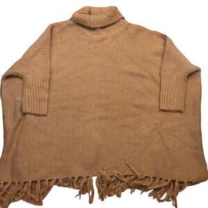 AM Women's Sweater Wool Blend Tunic with Fringe - One Size